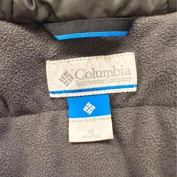 Baby Red Gray White Columbia Omni Tech Bugaboo Hooded Winter Coat-Size 12 Months - Picture 2 of 10